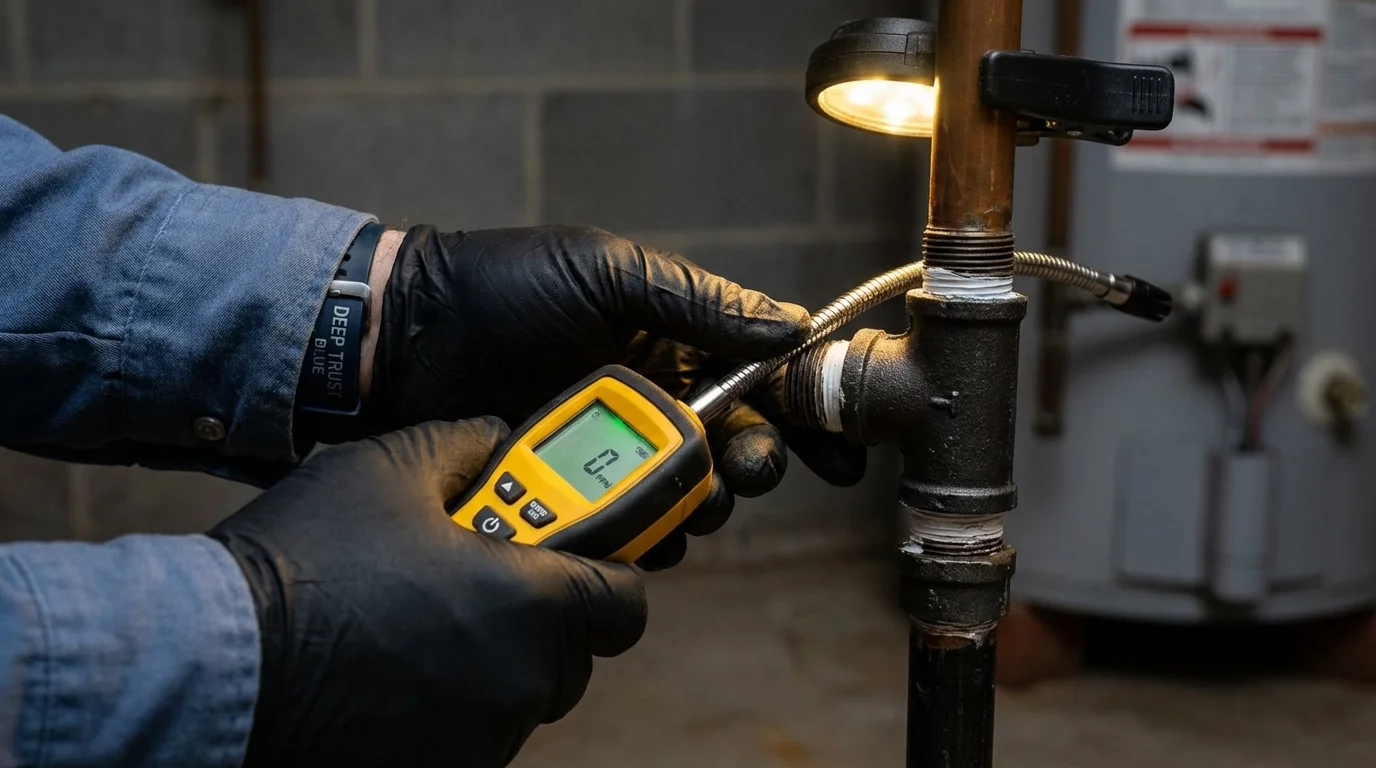 Gas leak detection with electronic sniffer by Johns Plumbing LLC in Cedarburg