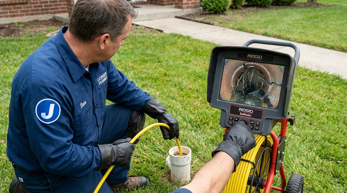 Sewer camera inspection being performed by Johns Plumbing LLC in Cedarburg