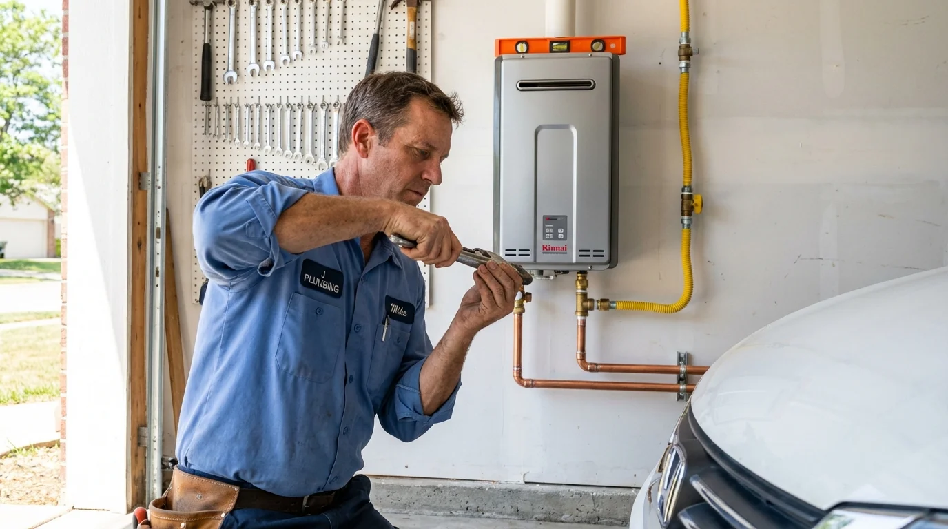 Tankless water heater installation by a Johns Plumbing LLC plumber in Cedarburg